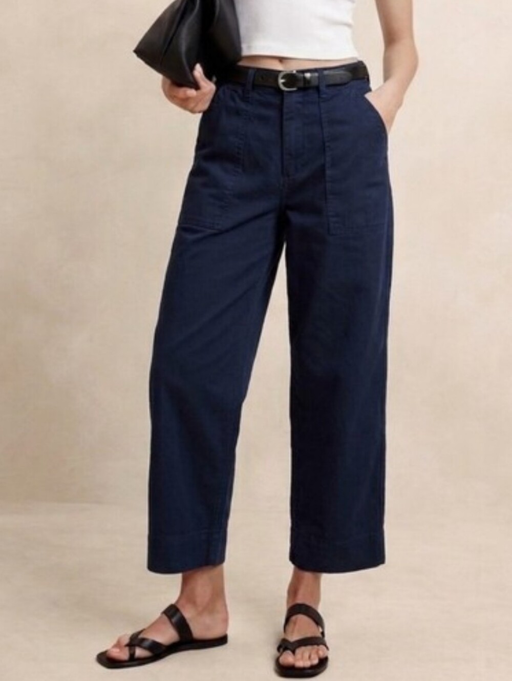 Banana Republic Navy Authentic Chino Barrel Pant Preppy Navy